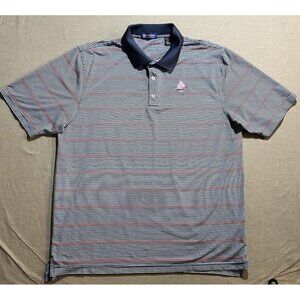 Founders International 1980 PGA Polo Shirt Mens XL Blue Striped‎ Short Sleeve